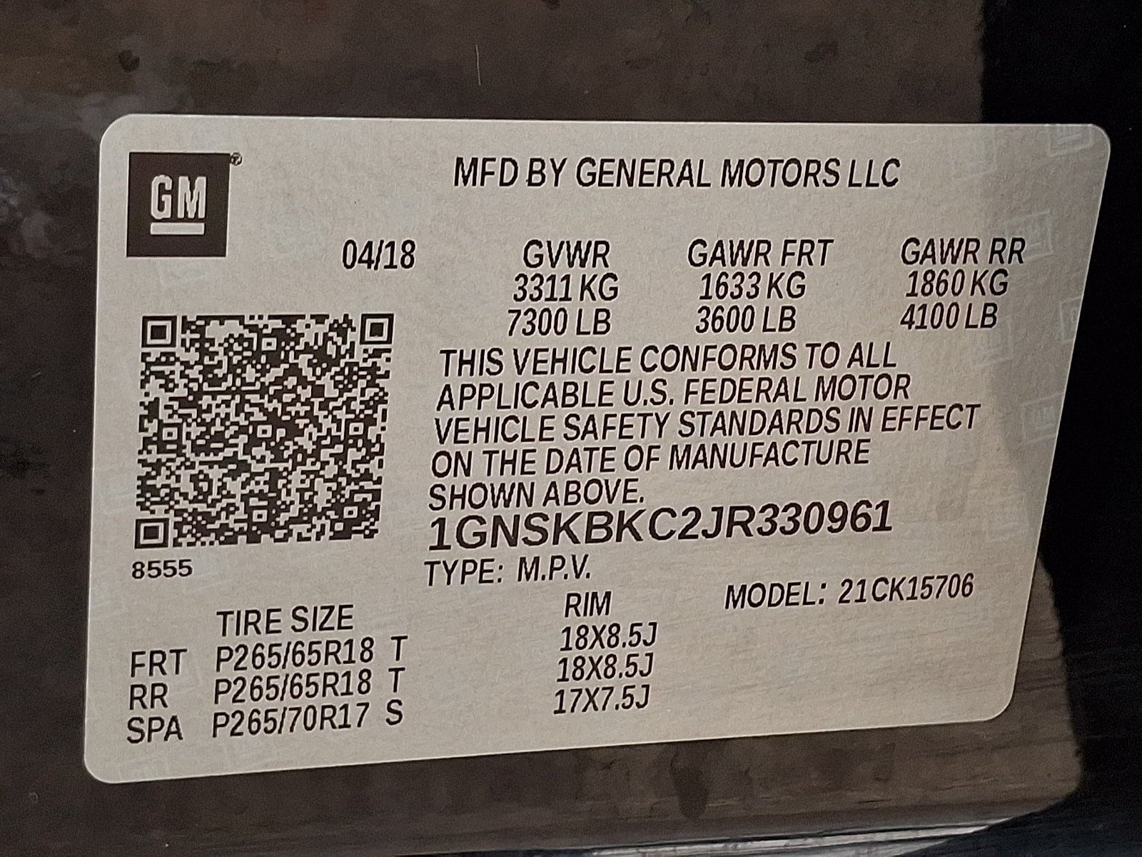 2018 Chevrolet Tahoe LT